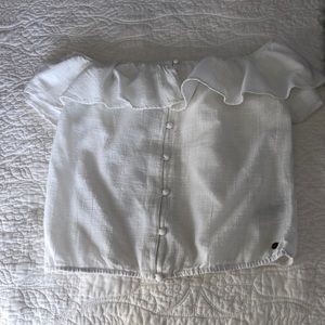 ROXY off the shoulder button down blouse